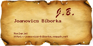 Joanovics Bíborka névjegykártya